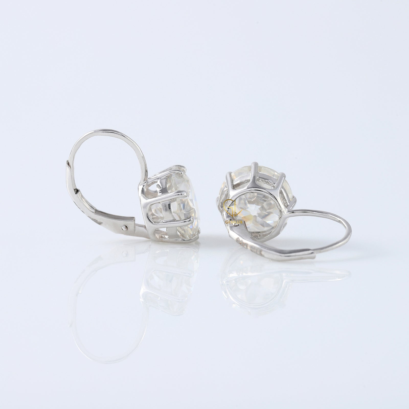 Old European Round Cut Moissanite Drop Earrings