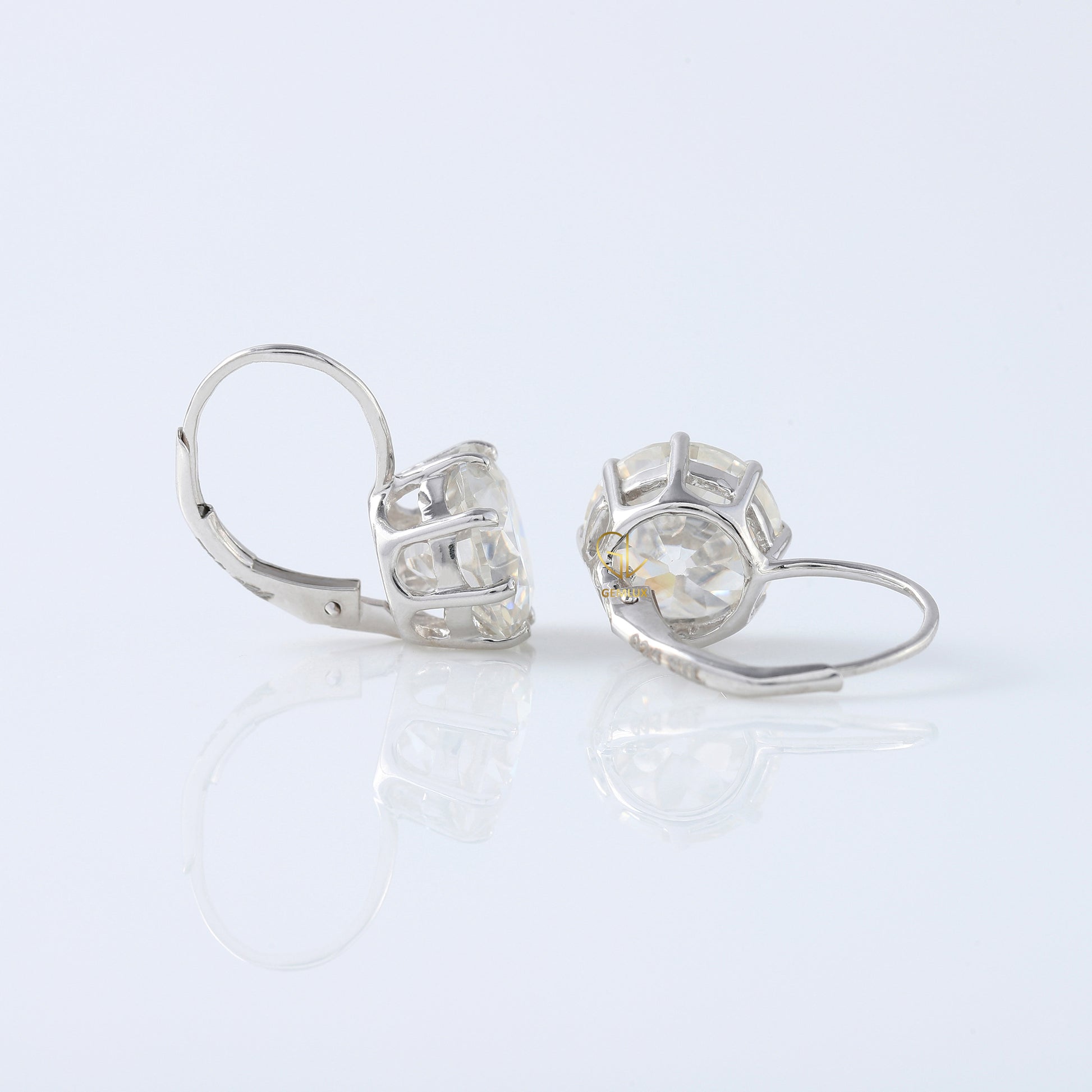 Old European Round Cut Moissanite Drop Earrings