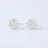 Old European Round Cut Moissanite Drop Earrings