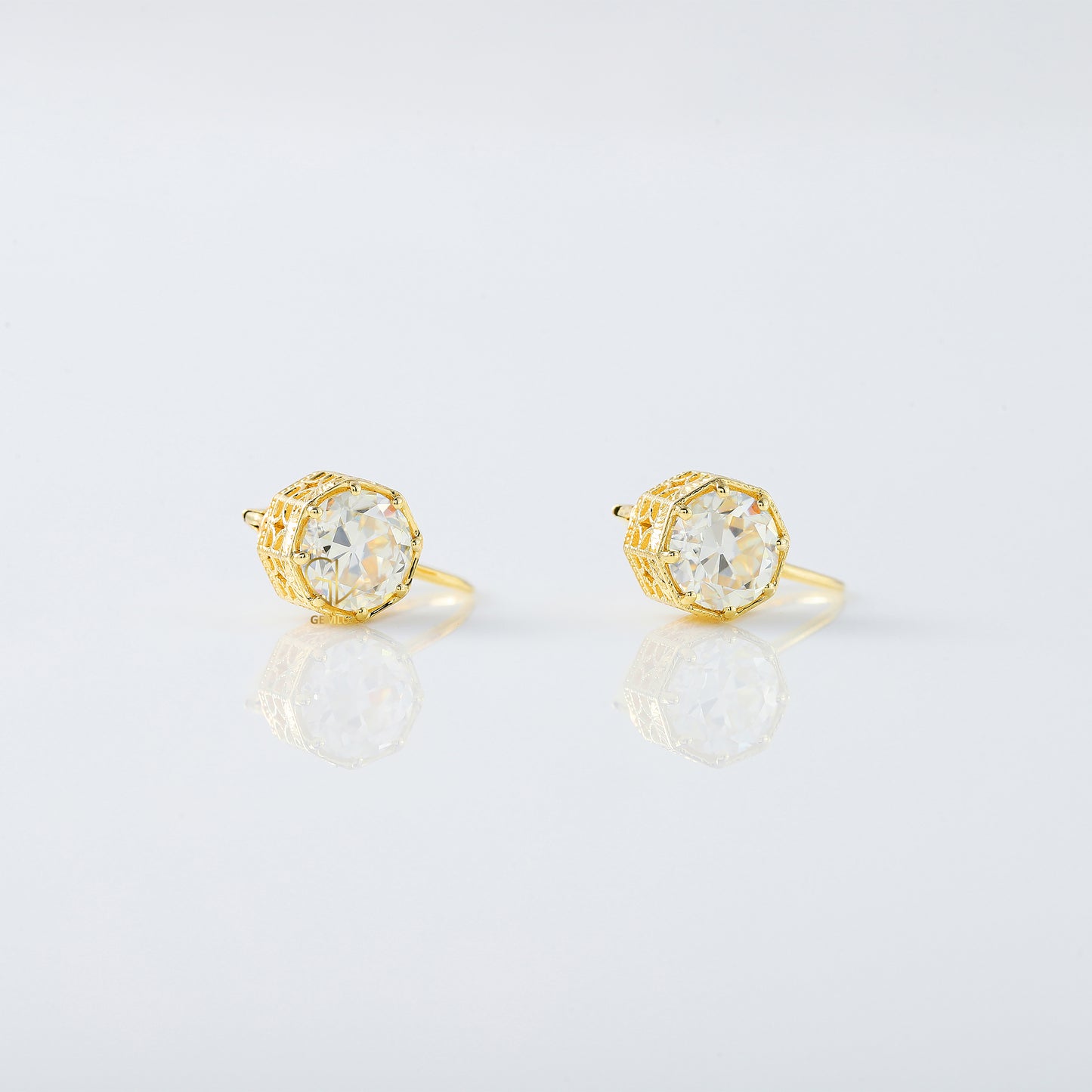 Old European Round Moissanite Earrings
