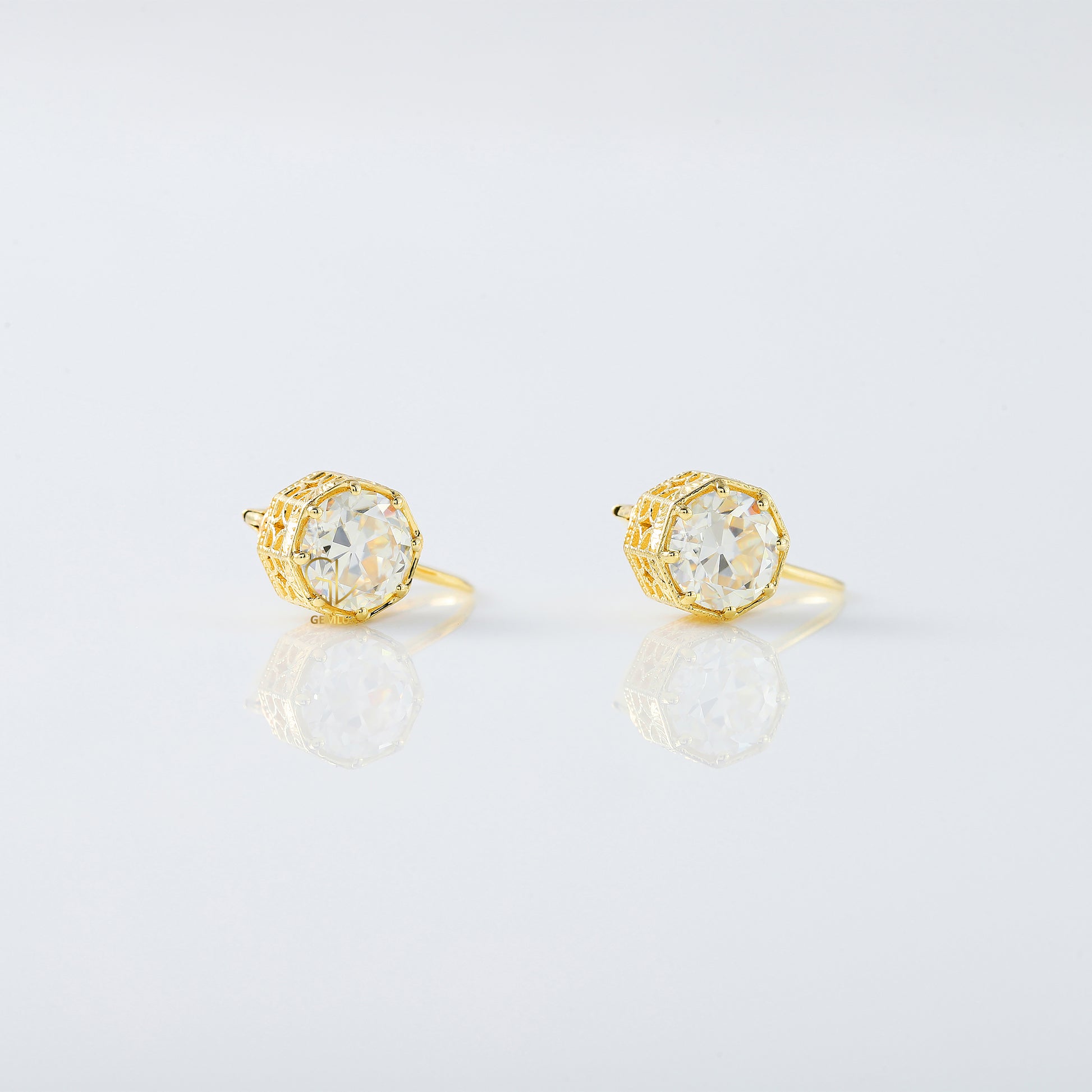 Old European Round Moissanite Earrings