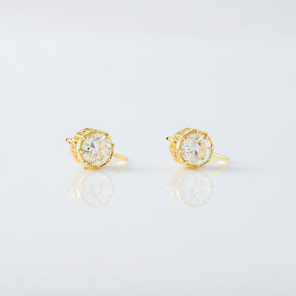 Old European Round Moissanite Earrings