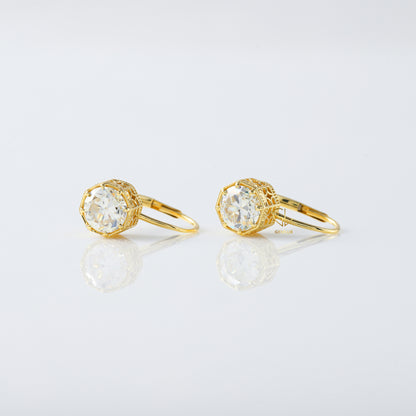 Old European Round Moissanite Earrings