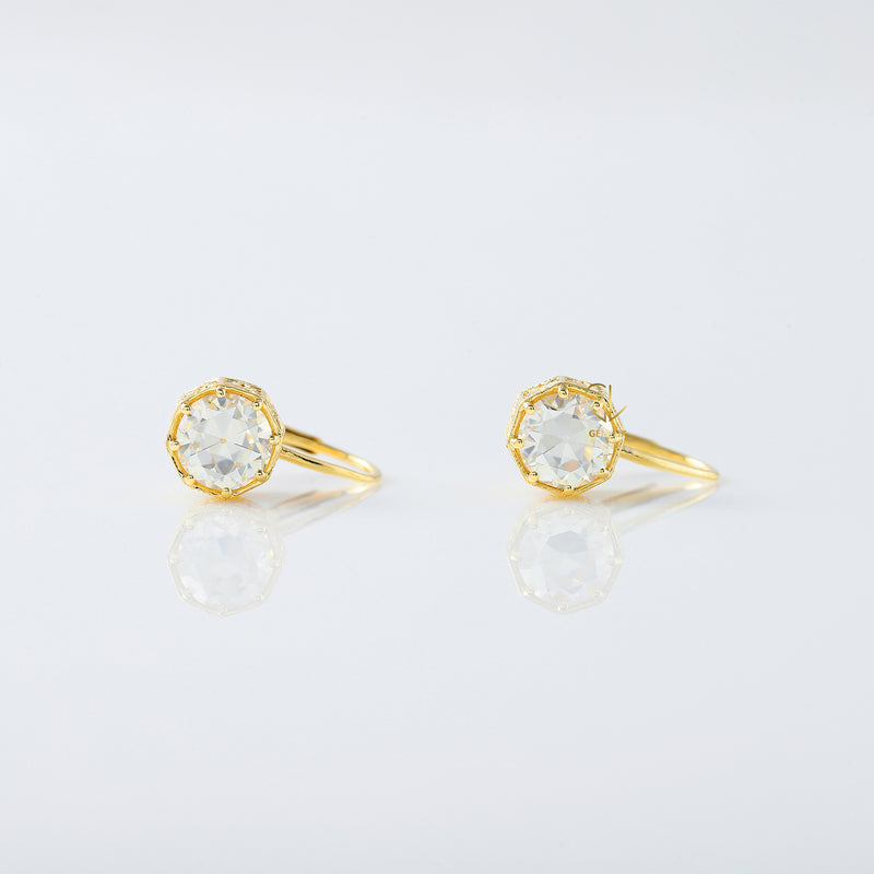 Old European Round Cut Lab Grown Art Deco Earrings