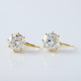 Old European Round Cut Moissanite Drop Earrings