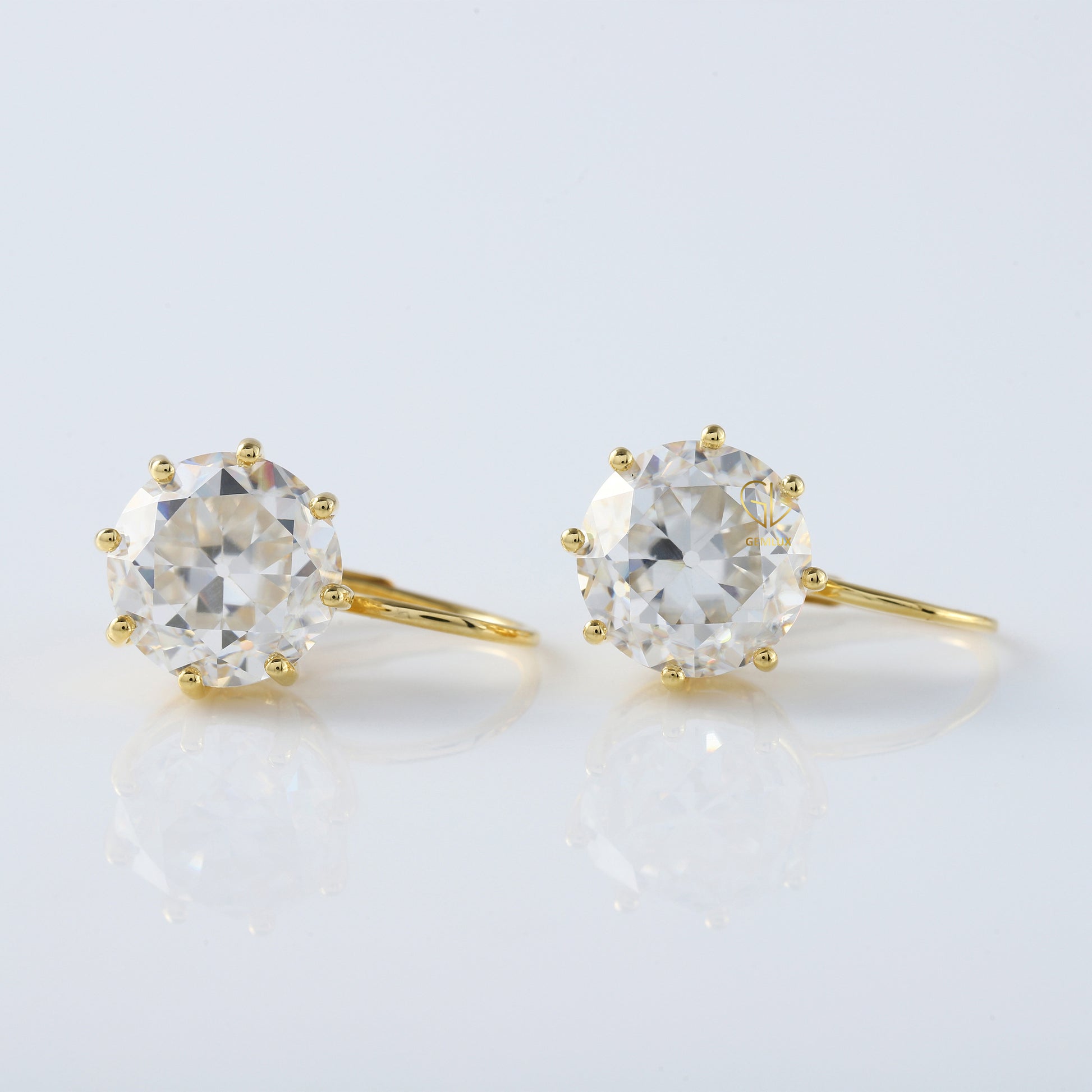 Old European Round Cut Moissanite Drop Earrings