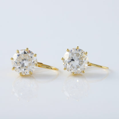 Old European Round Cut Moissanite Drop Earrings