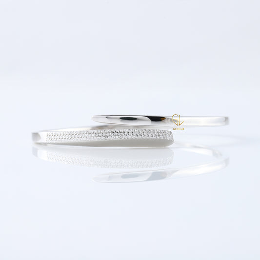 Open Cuff Bypass Moissanite Bangle Bracelet