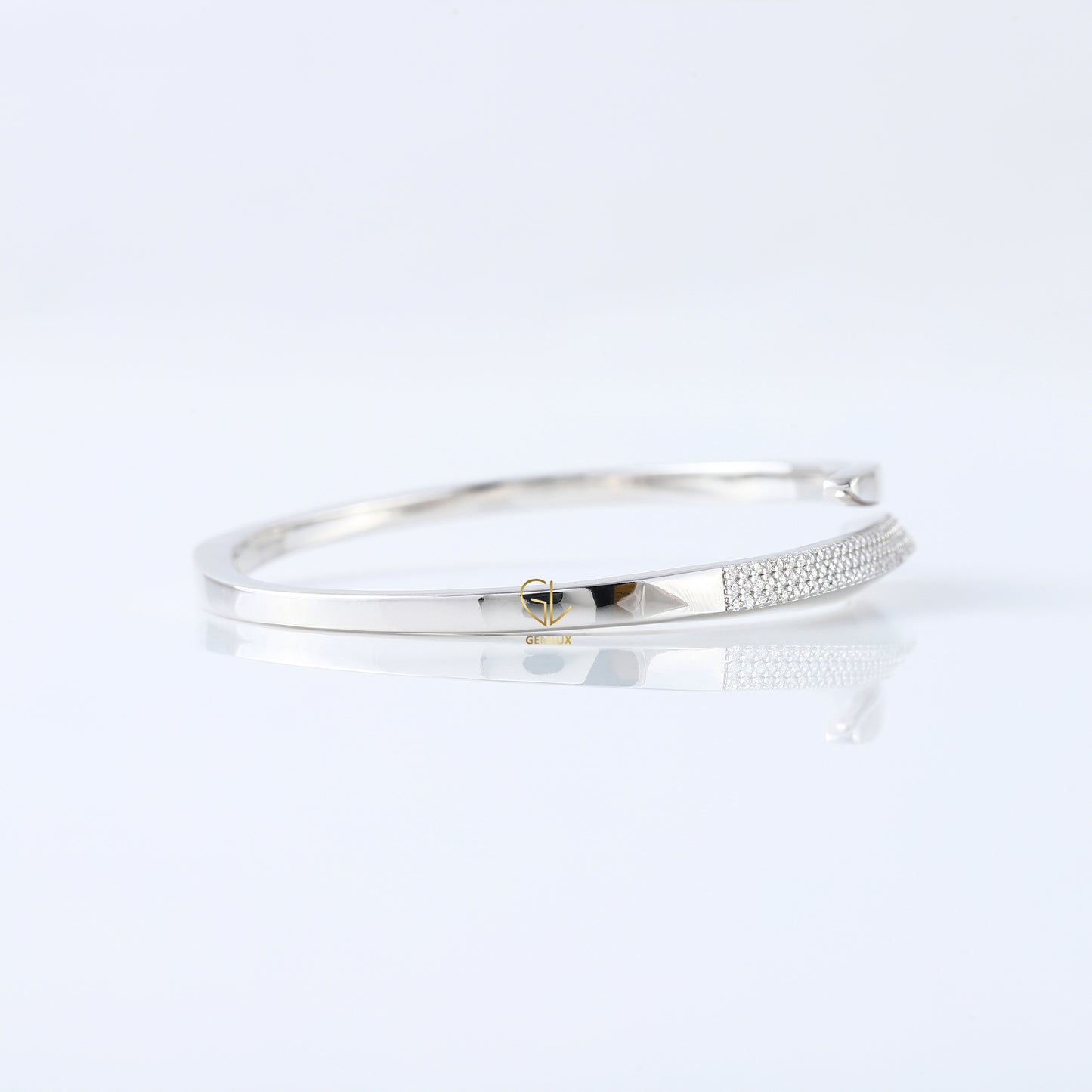 Open Cuff Bypass Moissanite Bangle Bracelet