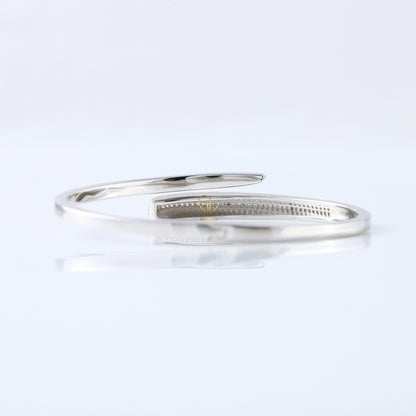Open Cuff Bypass Moissanite Bangle Bracelet
