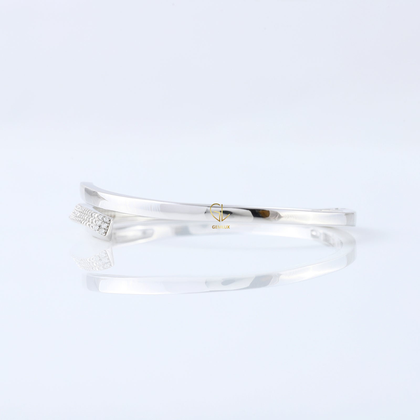 Open Cuff Bypass Moissanite Bangle Bracelet