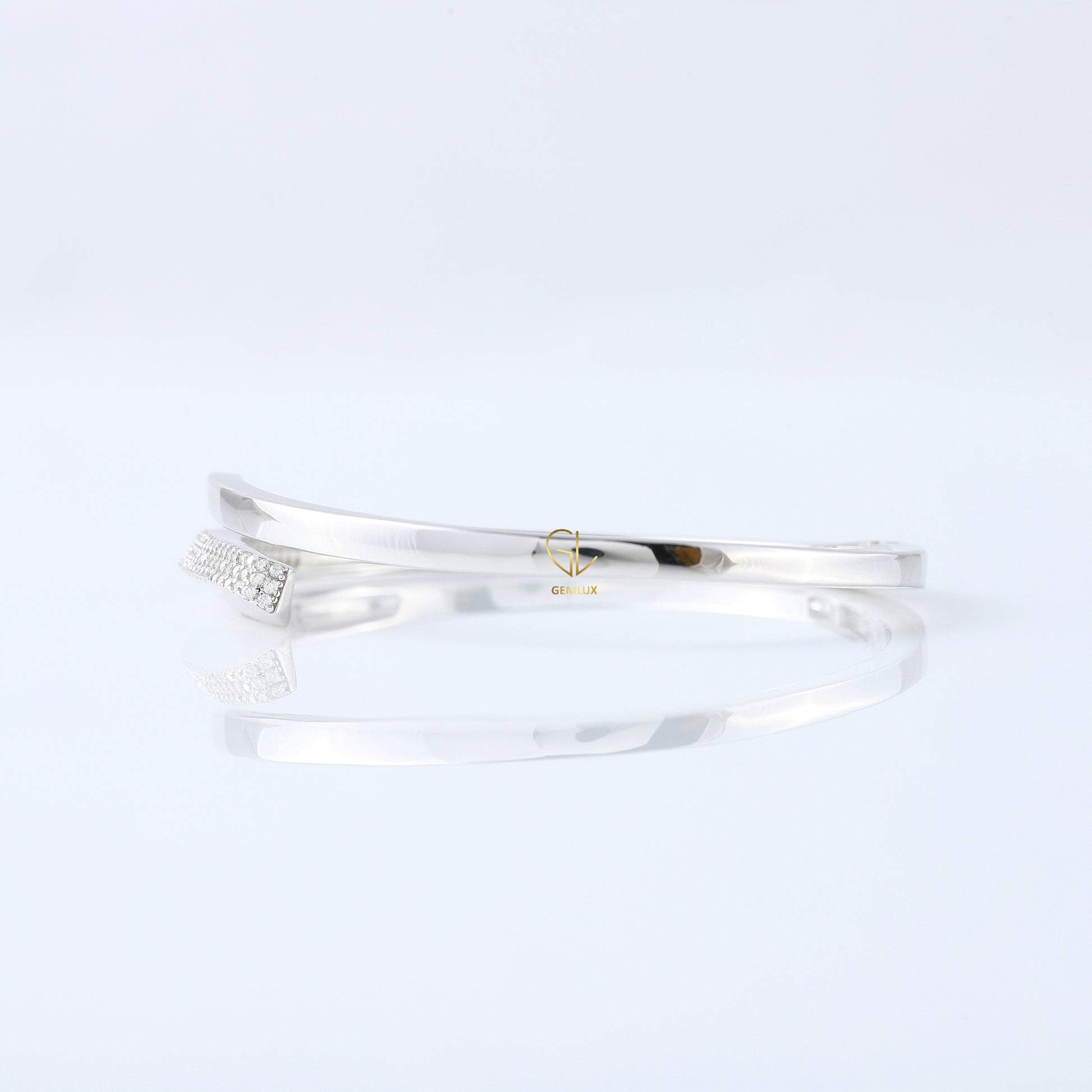 Open Cuff Bypass Moissanite Bangle Bracelet