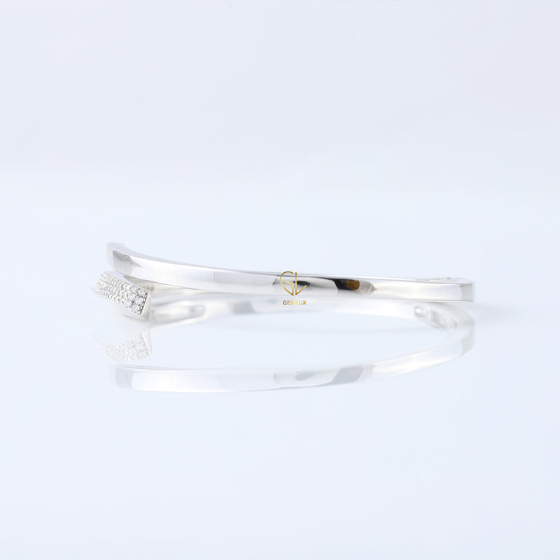 Open Cuff Bypass Moissanite Bangle Bracelet