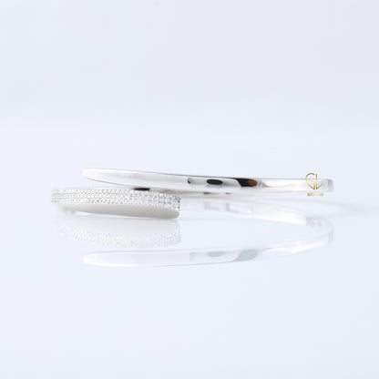 Open Cuff Bypass Moissanite Bangle Bracelet