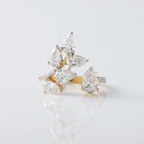 Open Cuff Lab Grown Diamond Leaf Design Ring
