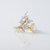 Open Cuff Lab Grown Diamond Leaf Design Ring