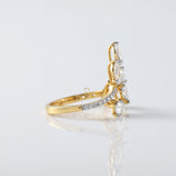 Open Cuff Lab Grown Diamond Leaf Design Ring