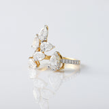 Open Cuff Lab Grown Diamond Leaf Design Ring