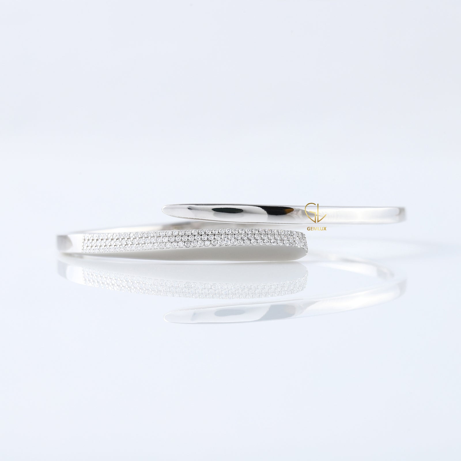 Open Cuff Lab Grown Diamond Bypass Bangle Bracelet For Women