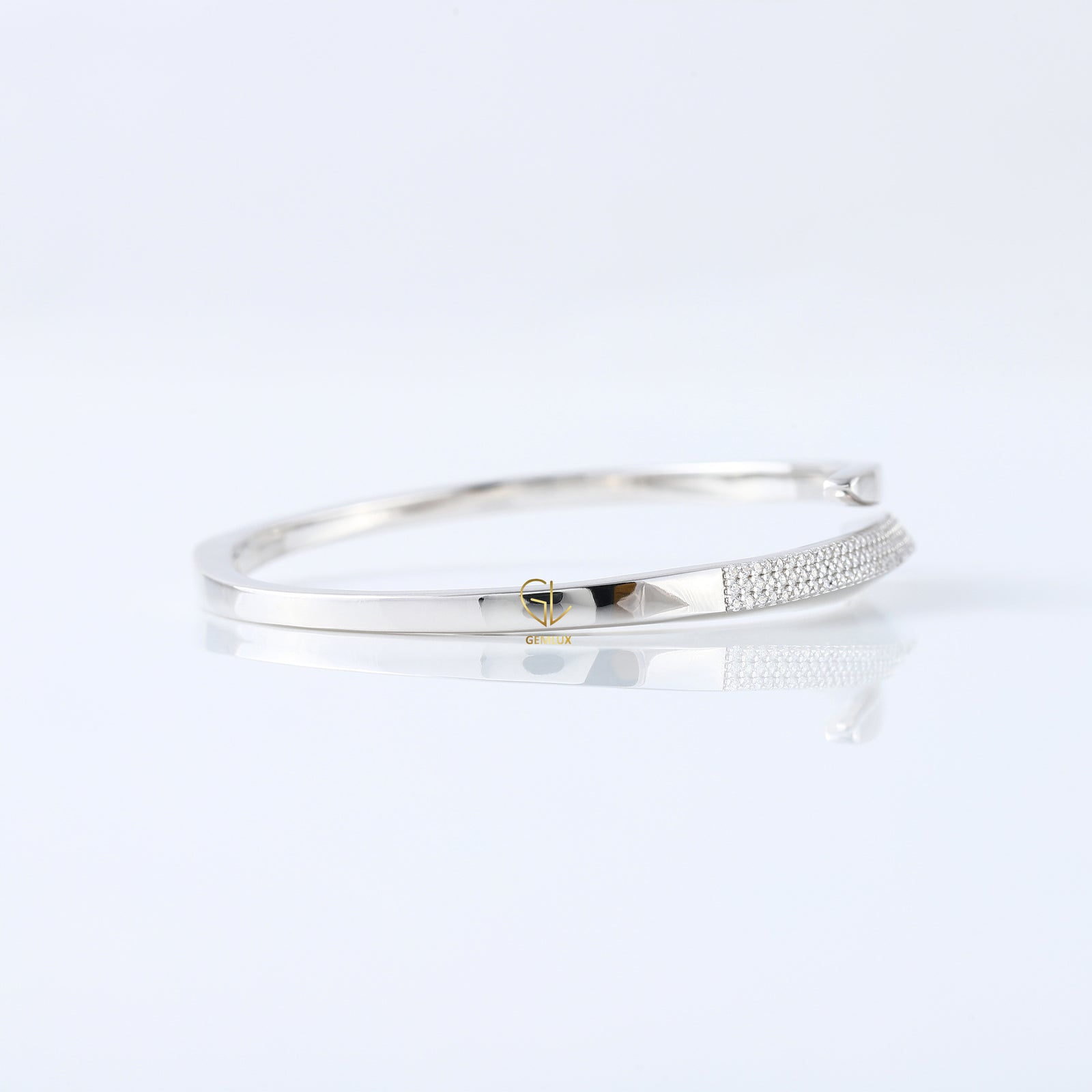 Open Cuff Lab Grown Diamond Bypass Bangle Bracelet For Women