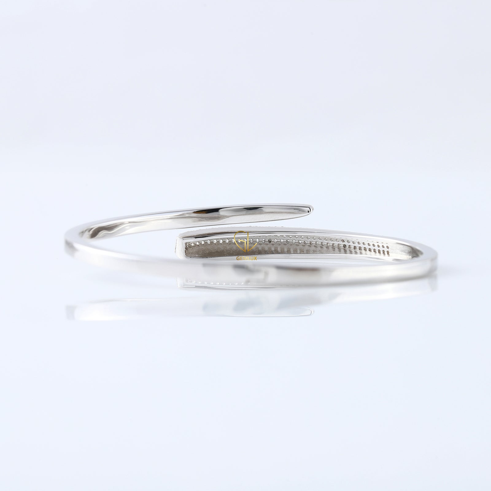 Open Cuff Lab Grown Diamond Bypass Bangle Bracelet For Women
