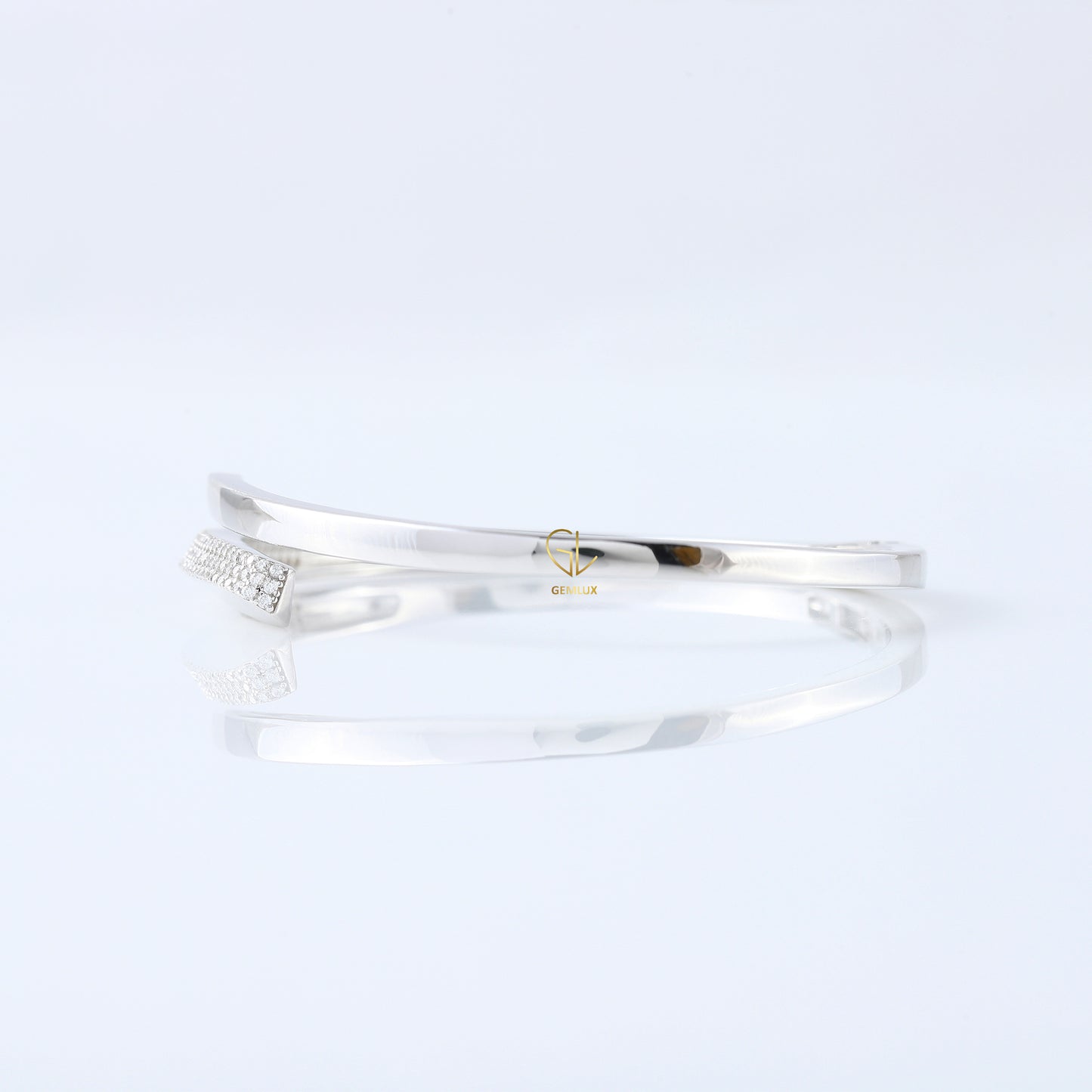 Open Cuff Lab Grown Diamond Bypass Bangle Bracelet For Women
