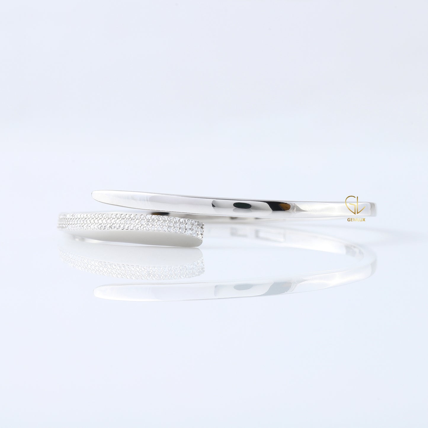 Open Cuff Lab Grown Diamond Bypass Bangle Bracelet For Women