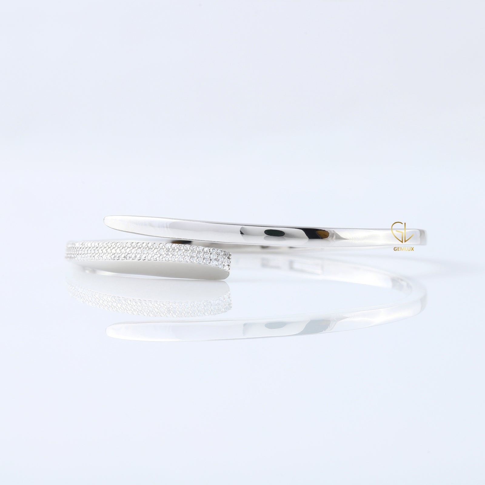 Open Cuff Lab Grown Diamond Bypass Bangle Bracelet For Women