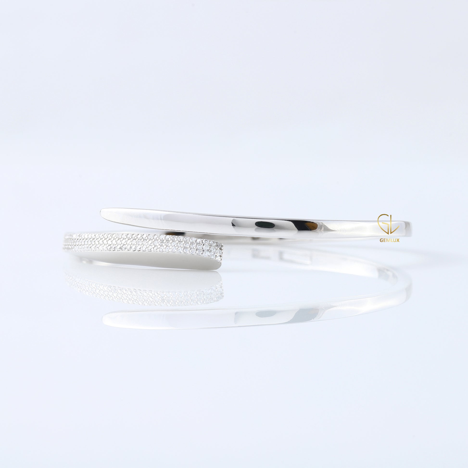Open Cuff Lab Grown Diamond Bypass Bangle Bracelet For Women