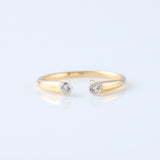 Open Cuff Lab Grown Two Stone Bezel Set Adjustable Band