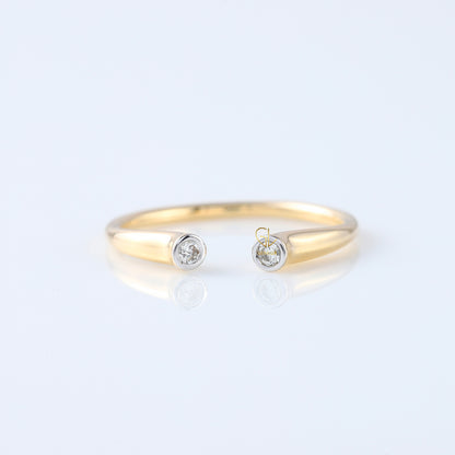 Open Cuff Two Stone Bezel Set Thin Stackable Band