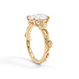 Oval Cut Lab Grown Diamond Ginkgo Leaf Engagement Ring