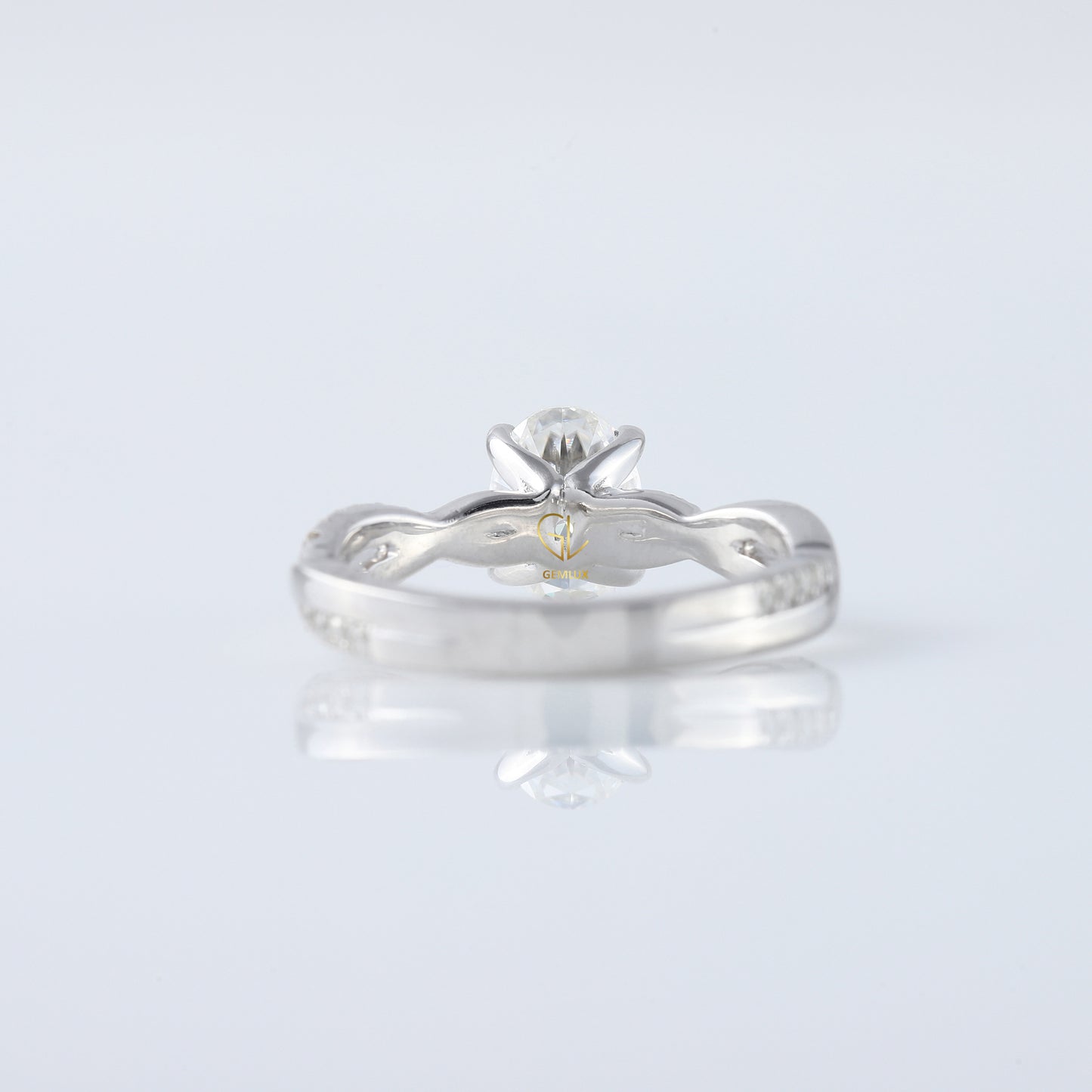 Oval Cut Lab Grown Twisted Accent Engagement Ring