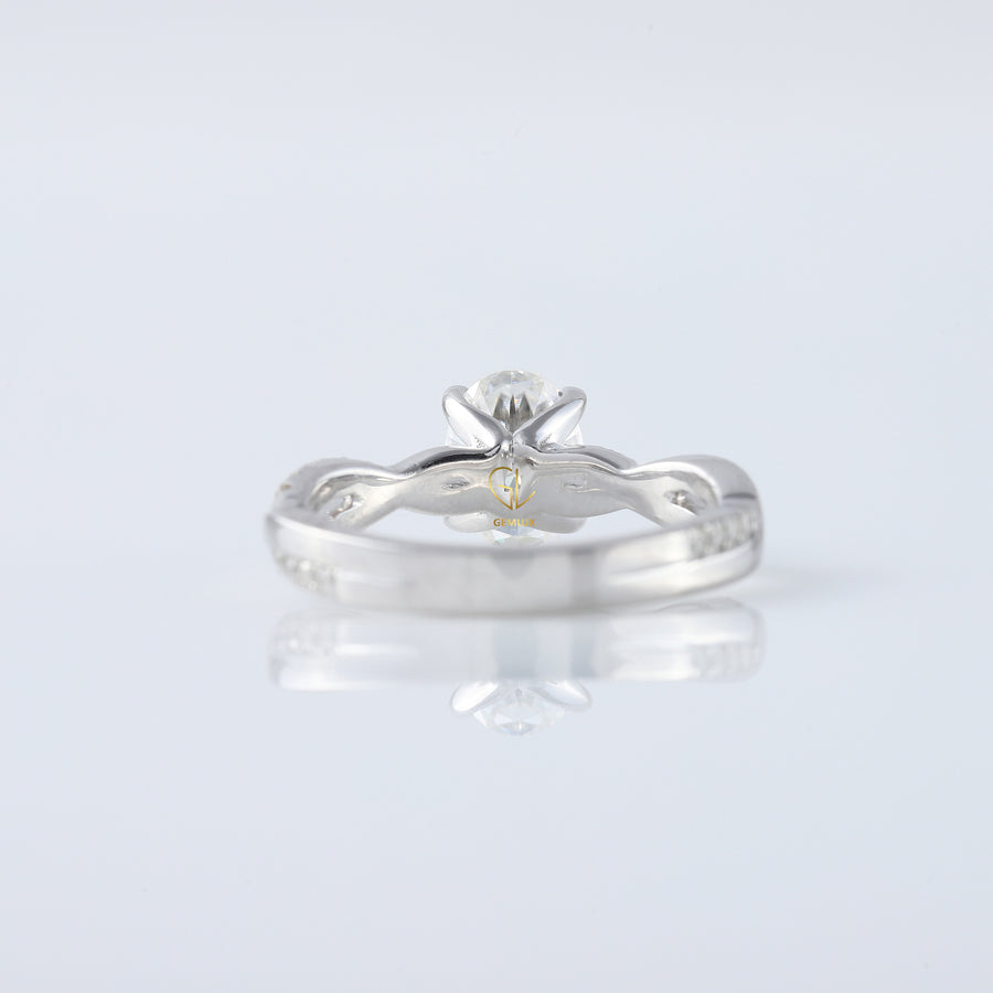 Oval Cut Lab Grown Twisted Accent Engagement Ring