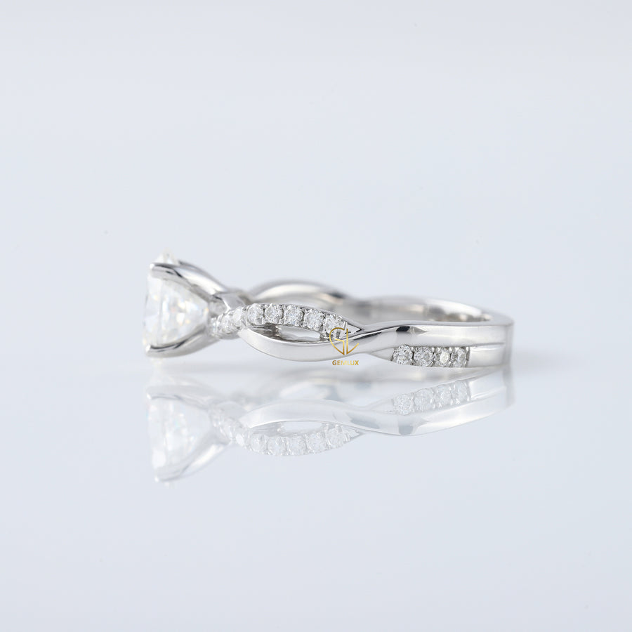 Oval Cut Lab Grown Twisted Accent Engagement Ring
