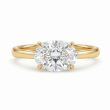 Oval Cut Moissanite Diamond East To West Solitaire Ring