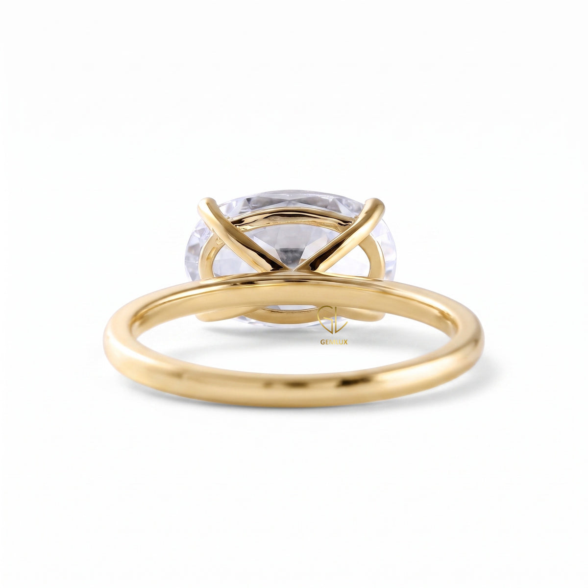 Oval Cut Moissanite Diamond East To West Solitaire Ring