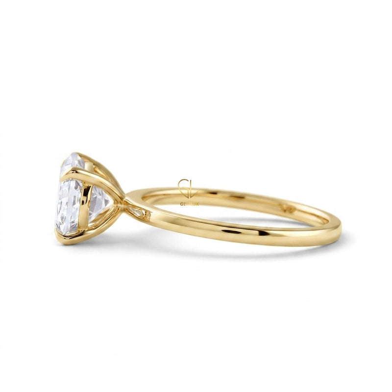 Oval Cut Moissanite Diamond East To West Solitaire Ring