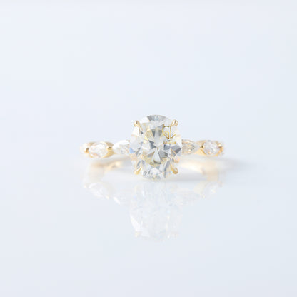 Oval Cut Moissanite Diamond Solitaire With Accent Ring