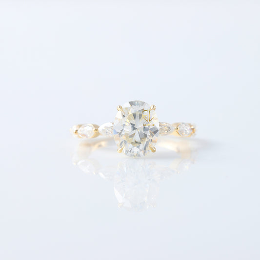 Oval Cut Moissanite Diamond Solitaire With Accent Ring