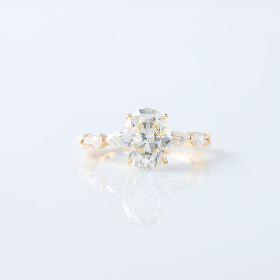 Oval Cut Moissanite Solitaire With Accent Ring