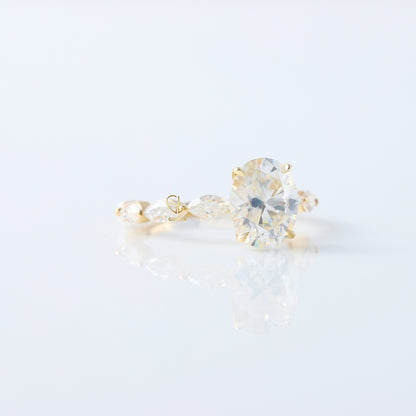 Oval Cut Moissanite Diamond Solitaire With Accent Ring