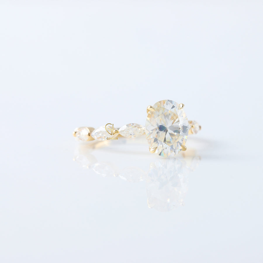 Oval Cut Moissanite Solitaire With Accent Ring
