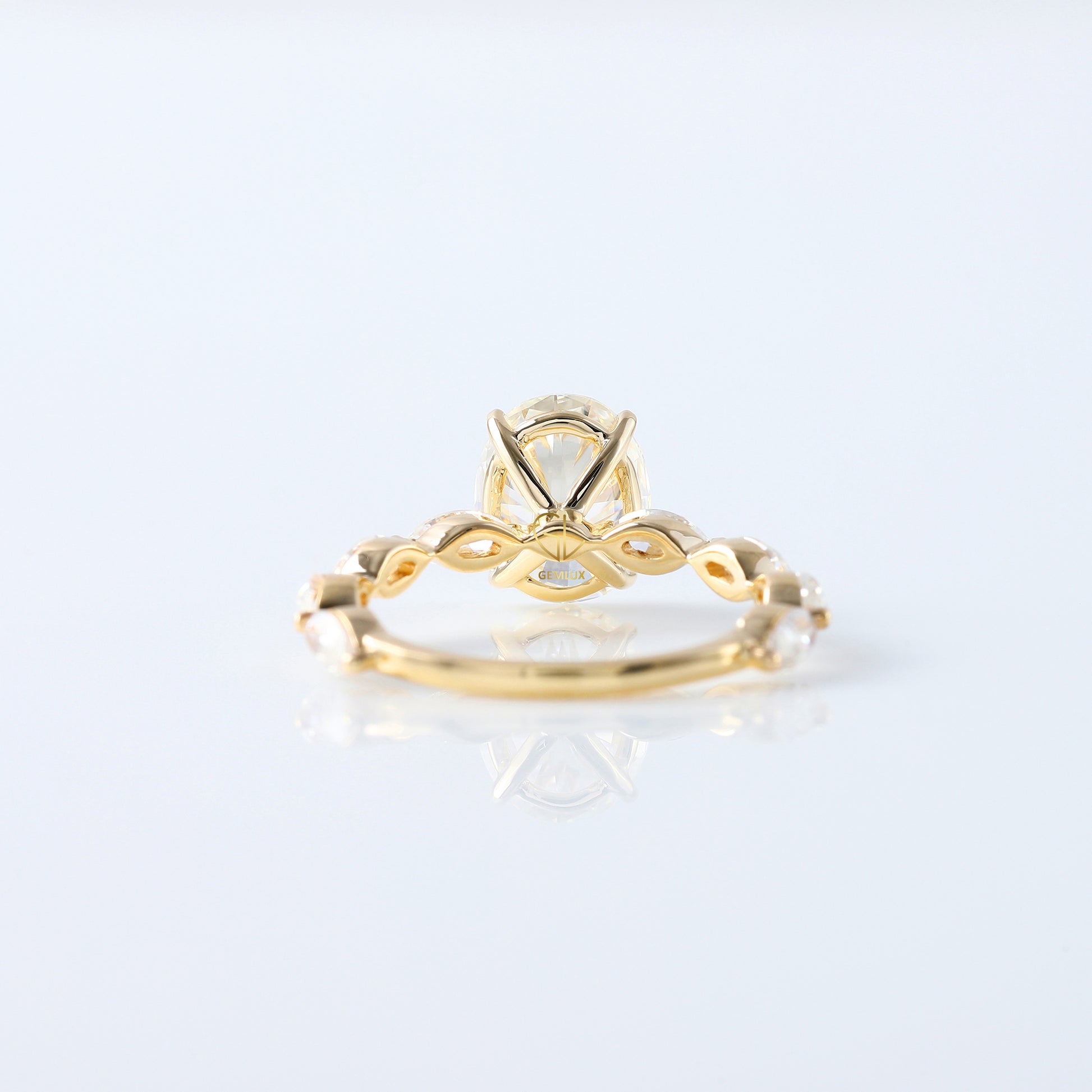 Oval Cut Moissanite Diamond Solitaire With Accent Ring