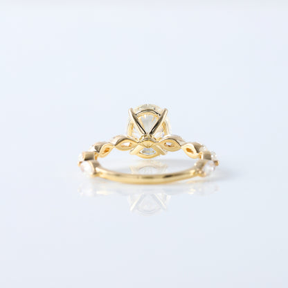 Oval Cut Moissanite Diamond Solitaire With Accent Ring