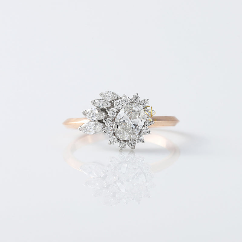 Oval Cut Moissanite Diamond Vintage Engagement Ring