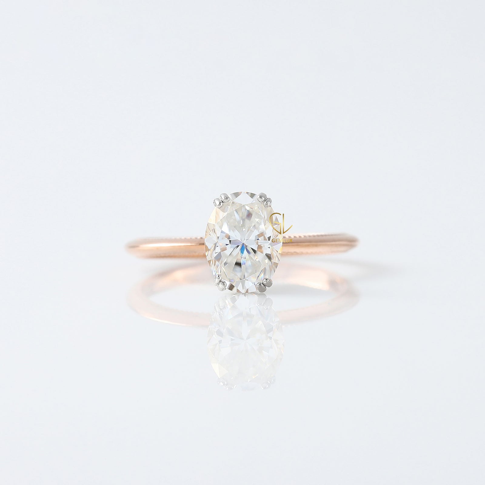 Oval Cut Moissanite Hidden Halo Engagement Ring