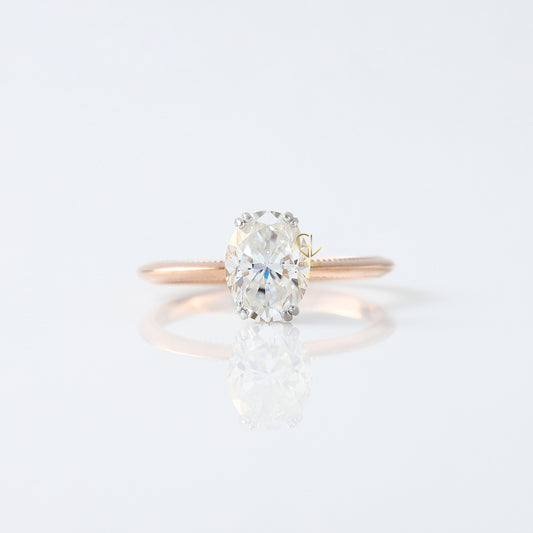 Oval Cut Moissanite Hidden Halo Engagement Ring