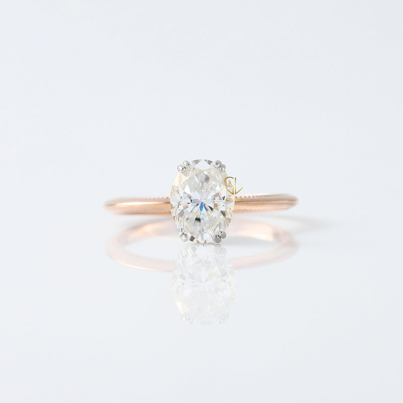 Oval Cut Moissanite Hidden Halo Engagement Ring