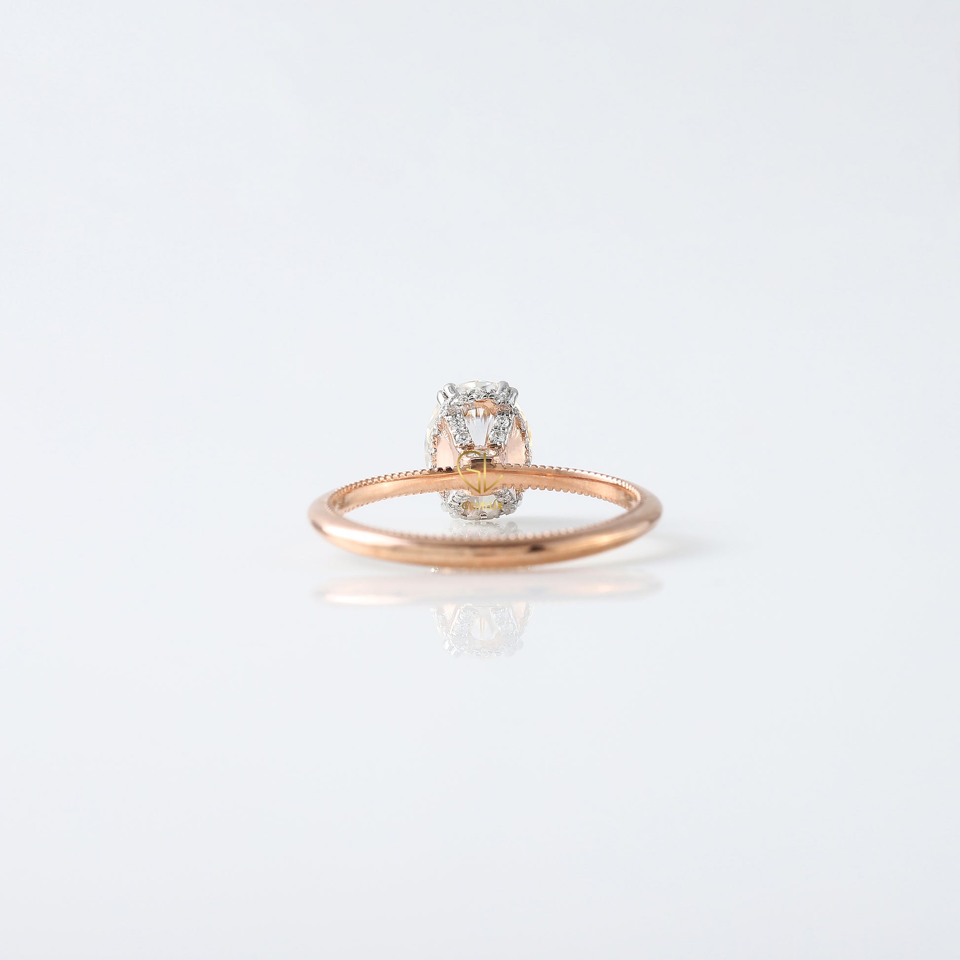Oval Cut Moissanite Hidden Halo Engagement Ring